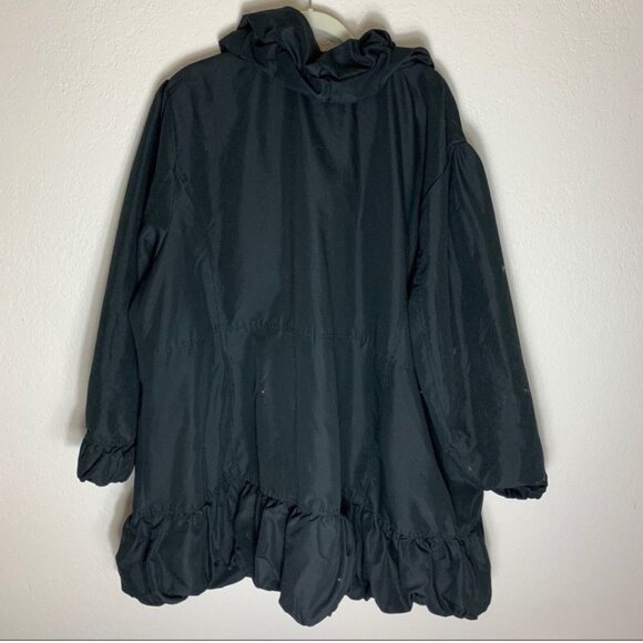 Black Roamans Ruffled Button Front Coat Size 32W-GOOD CONDITION. - Picture 2 of 5